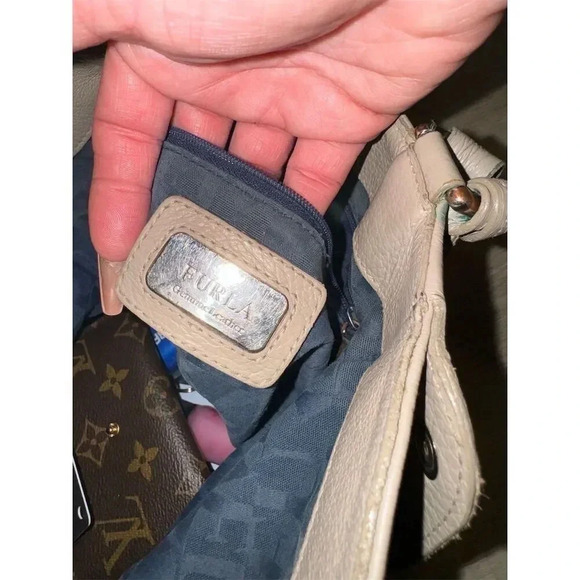 Furla Women's Taupe Convertible Leather Tote Bag with Zippered Pocket - Picture 10 of 13